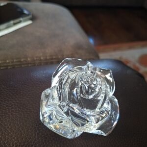 Waterford Crystal Clear Glass Rose Paperweight